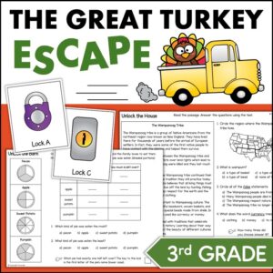 thanksgiving escape room 3rd grade